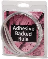 Made in USA - 3 m Long x 1/2 Inch Wide, 1/16 Inch Graduation, White, Mylar Adhesive Tape Measure - Reads Right to Left, Horizontal Scale - Eagle Tool & Supply