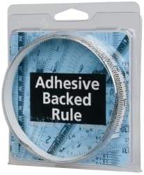 Made in USA - 3 Ft. Long x 1/2 Inch Wide, 1/16 Inch Graduation, Clear, Mylar Adhesive Tape Measure - Reads Bottom to Top, Vertical Rules - Eagle Tool & Supply