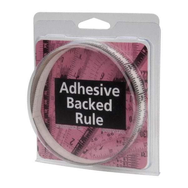 Made in USA - 3 Ft. Long x 1/2 Inch Wide, 1/16 Inch Graduation, Clear, Mylar Adhesive Tape Measure - Reads Top to Bottom, Vertical Rules - Eagle Tool & Supply