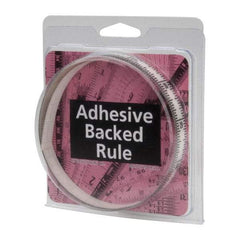 Made in USA - 3 Ft. Long x 1/2 Inch Wide, 1/16 Inch Graduation, Clear, Mylar Adhesive Tape Measure - Reads Top to Bottom, Vertical Rules - Eagle Tool & Supply