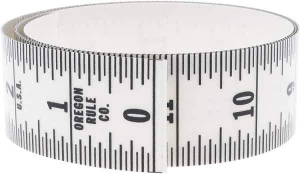 Made in USA - 3 Ft. Long x 1-1/4 Inch Wide, 1/16 Inch Graduation, Clear, Mylar Adhesive Tape Measure - Reads Bottom to Top, Vertical Rules - Eagle Tool & Supply