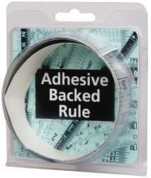 Made in USA - 3 Ft. Long x 1-1/4 Inch Wide, 1/16 Inch Graduation, Silver, Mylar Adhesive Tape Measure - Reads Bottom to Top, Vertical Rules - Eagle Tool & Supply