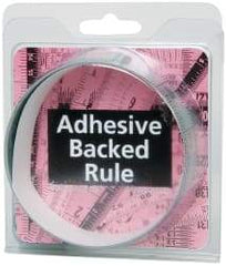 Made in USA - 3 Ft. Long x 1-1/4 Inch Wide, 1/16 Inch Graduation, Silver, Mylar Adhesive Tape Measure - Reads Top to Bottom, Vertical Rules - Eagle Tool & Supply