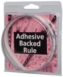Made in USA - 6 Ft. Long x 1/2 Inch Wide, 1/16 Inch Graduation, Clear, Mylar Adhesive Tape Measure - Reads Bottom to Top, Vertical Rules - Eagle Tool & Supply