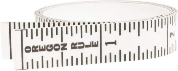 Made in USA - 6 Ft. Long x 1/2 Inch Wide, 1/16 Inch Graduation, Clear, Mylar Adhesive Tape Measure - Reads Top to Bottom, Vertical Rules - Eagle Tool & Supply
