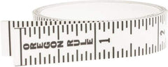 Made in USA - 6 Ft. Long x 1/2 Inch Wide, 1/16 Inch Graduation, Clear, Mylar Adhesive Tape Measure - Reads Top to Bottom, Vertical Rules - Eagle Tool & Supply
