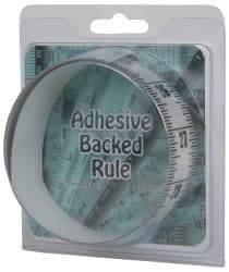 Made in USA - 6 Ft. Long x 1-1/4 Inch Wide, 1/16 Inch Graduation, Clear, Mylar Adhesive Tape Measure - Reads Top to Bottom, Vertical Rules - Eagle Tool & Supply