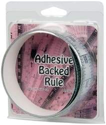 Made in USA - 6 Ft. Long x 1-1/4 Inch Wide, 1/16 Inch Graduation, Silver, Mylar Adhesive Tape Measure - Reads Bottom to Top, Vertical Rules - Eagle Tool & Supply
