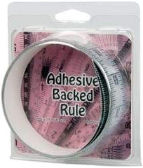 Made in USA - 6 Ft. Long x 1-1/4 Inch Wide, 1/16 Inch Graduation, Silver, Mylar Adhesive Tape Measure - Reads Bottom to Top, Vertical Rules - Eagle Tool & Supply