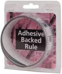 Made in USA - 6 Ft. Long x 1-1/4 Inch Wide, 1/16 Inch Graduation, Silver, Mylar Adhesive Tape Measure - Reads Top to Bottom, Vertical Rules - Eagle Tool & Supply