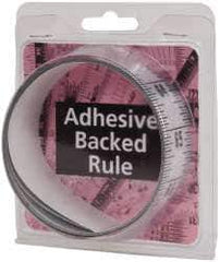 Made in USA - 6 Ft. Long x 1-1/4 Inch Wide, 1/16 Inch Graduation, Silver, Mylar Adhesive Tape Measure - Reads Top to Bottom, Vertical Rules - Eagle Tool & Supply