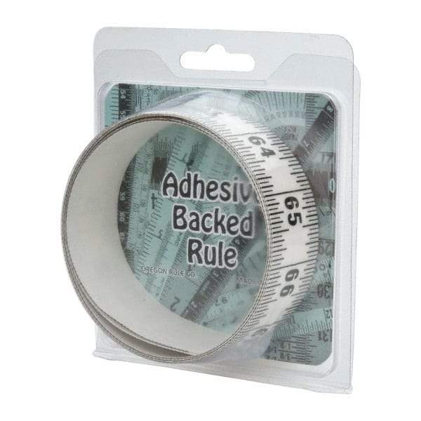 Made in USA - 9 Ft. Long x 1-1/4 Inch Wide, 1/16 Inch Graduation, Clear, Mylar Adhesive Tape Measure - Reads Bottom to Top, Vertical Rules - Eagle Tool & Supply