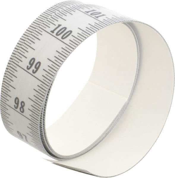 Made in USA - 9 Ft. Long x 1-1/4 Inch Wide, 1/16 Inch Graduation, Silver, Mylar Adhesive Tape Measure - Reads Bottom to Top, Vertical Rules - Eagle Tool & Supply