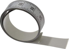 Made in USA - 9 Ft. Long x 1-1/4 Inch Wide, 1/16 Inch Graduation, Silver, Mylar Adhesive Tape Measure - Reads Top to Bottom, Vertical Rules - Eagle Tool & Supply