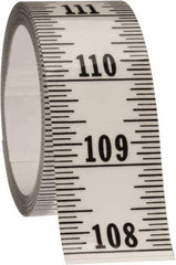 Made in USA - 12 Ft. Long x 1-1/4 Inch Wide, 1/16 Inch Graduation, Clear, Mylar Adhesive Tape Measure - Reads Bottom to Top, Vertical Rules - Eagle Tool & Supply