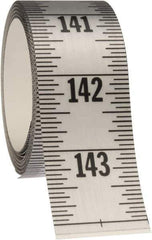 Made in USA - 12 Ft. Long x 1-1/4 Inch Wide, 1/16 Inch Graduation, Silver, Mylar Adhesive Tape Measure - Reads Top to Bottom, Vertical Rules - Eagle Tool & Supply
