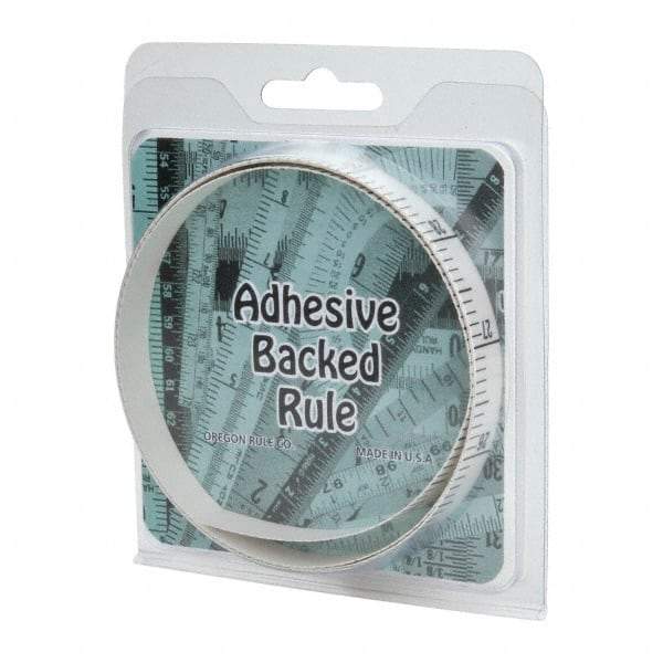 Made in USA - 3 Ft. Long x 1/2 Inch Wide, 1/10 Inch Graduation, White, Mylar Adhesive Tape Measure - Reads Top to Bottom, Vertical Rules - Eagle Tool & Supply