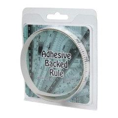 Made in USA - 3 Ft. Long x 1/2 Inch Wide, 1/10 Inch Graduation, White, Mylar Adhesive Tape Measure - Reads Top to Bottom, Vertical Rules - Eagle Tool & Supply