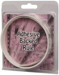 Made in USA - 6 Ft. Long x 1/2 Inch Wide, 1/10 Inch Graduation, White, Mylar Adhesive Tape Measure - Reads Top to Bottom, Vertical Rules - Eagle Tool & Supply