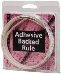 Made in USA - 12 Ft. Long x 1/2 Inch Wide, 1/10 Inch Graduation, White, Mylar Adhesive Tape Measure - Reads Bottom to Top, Vertical Rules - Eagle Tool & Supply