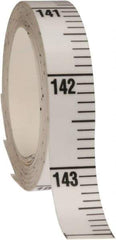 Made in USA - 12 Ft. Long x 1/2 Inch Wide, 1/10 Inch Graduation, White, Mylar Adhesive Tape Measure - Reads Top to Bottom, Vertical Rules - Eagle Tool & Supply