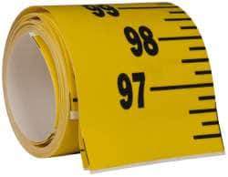 Made in USA - 12 Ft. Long x 3 Inch Wide, 1/4 Inch Graduation, Yellow, Mylar Adhesive Tape Measure - Reads Bottom to Top, Vertical Rules - Eagle Tool & Supply