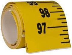 Made in USA - 12 Ft. Long x 3 Inch Wide, 1/4 Inch Graduation, Yellow, Mylar Adhesive Tape Measure - Reads Bottom to Top, Vertical Rules - Eagle Tool & Supply