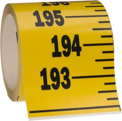 Made in USA - 20 Ft. Long x 3 Inch Wide, 1/4 Inch Graduation, Yellow, Mylar Adhesive Tape Measure - Reads Bottom to Top, Vertical Rules - Eagle Tool & Supply