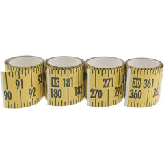 Made in USA - 32 Ft. Long x 3 Inch Wide, 1/4 Inch Graduation, Yellow, Mylar Adhesive Tape Measure - Reads Bottom to Top, Vertical Rules - Eagle Tool & Supply