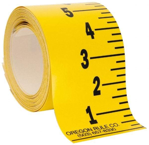 Made in USA - 36 Ft. Long x 3 Inch Wide, 1/4 Inch Graduation, Yellow, Mylar Adhesive Tape Measure - Reads Bottom to Top, Vertical Rules - Eagle Tool & Supply