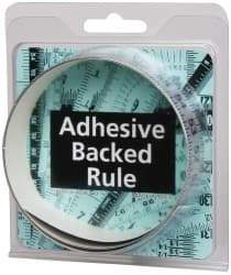 Made in USA - 3 Ft. Long x 1 Inch Wide, 1/8 Inch Graduation, Silver, Mylar Adhesive Tape Measure - Reads Right to Left, Horizontal-Half Scale - Eagle Tool & Supply