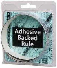 Made in USA - 3 Ft. Long x 1 Inch Wide, 1/8 Inch Graduation, Silver, Mylar Adhesive Tape Measure - Reads Right to Left, Horizontal-Half Scale - Eagle Tool & Supply