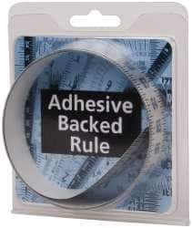 Made in USA - 3 Ft. Long x 1 Inch Wide, 1/8 Inch Graduation, Silver, Mylar Adhesive Tape Measure - Reads Right to Left, Vertical-Half Scale - Eagle Tool & Supply