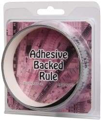 Made in USA - 6 Ft. Long x 1 Inch Wide, 1/8 Inch Graduation, Silver, Mylar Adhesive Tape Measure - Reads Left to Right, Horizontal-Half Scale - Eagle Tool & Supply