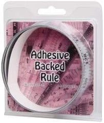 Made in USA - 6 Ft. Long x 1 Inch Wide, 1/8 Inch Graduation, Silver, Mylar Adhesive Tape Measure - Reads Right to Left, Horizontal-Half Scale - Eagle Tool & Supply