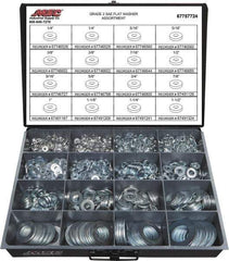 Value Collection - 1840 Piece, 1/4 to 1-1/2" Screw, Grade 2 Steel SAE Flat Washer Assortment - Includes 1/4 to 1-1/2" Screw & Compartmented Storage Case - Eagle Tool & Supply