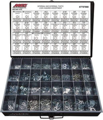 Value Collection - 2550 Piece, No. 6, 3/4" Screw, Grade 2 Steel External & Internal Tooth Lock Washer Assortment - Includes 1/4 to 12" Screw & Compartmented Storage Case - Eagle Tool & Supply