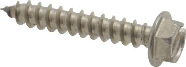 Value Collection - #8 Hex Washer Head Slotted Sheet Metal Screw - Stainless Steel, 1" Length Under Head, Grade 18-8 - Eagle Tool & Supply