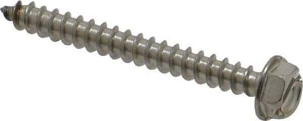 Value Collection - #8 Hex Washer Head Slotted Sheet Metal Screw - Stainless Steel, 1-1/2" Length Under Head, Grade 18-8 - Eagle Tool & Supply
