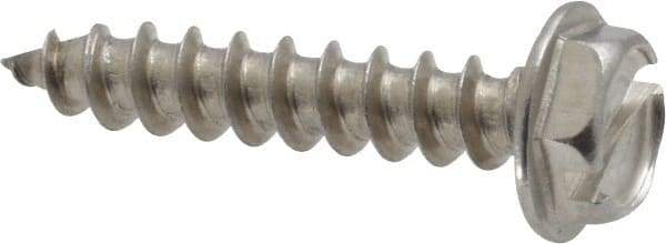 Value Collection - #10 Hex Washer Head Slotted Sheet Metal Screw - Stainless Steel, 1" Length Under Head, Grade 18-8 - Eagle Tool & Supply