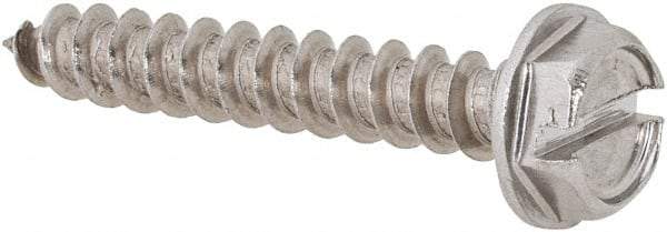 Value Collection - #10 Hex Washer Head Slotted Sheet Metal Screw - Stainless Steel, 1-1/4" Length Under Head, Grade 18-8 - Eagle Tool & Supply
