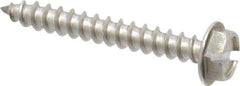 Value Collection - #10 Hex Washer Head Slotted Sheet Metal Screw - Stainless Steel, 1-1/2" Length Under Head, Grade 18-8 - Eagle Tool & Supply