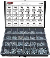 Value Collection - 1,200 Piece, #6-32 to 1/4-20, Steel Machine Screw Assortment - Pan Head, Phillips Drive, 1/2 to 2" Long, Grade 2 - Eagle Tool & Supply