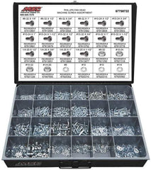 Value Collection - 1,975 Piece, #8-32 to 1/4-20, Steel Machine Screw Assortment - Pan Head, Phillips Drive, 1/4 to 1-1/2" Long, Grade 2 - Eagle Tool & Supply
