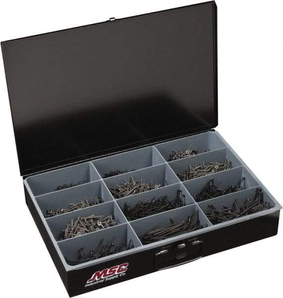 Value Collection - 2,300 Piece, #6 to #8, Steel Fine Thread Drywall Screw Assortment - Phillips Drive, 1 to 3" Long, Grade 2 - Eagle Tool & Supply