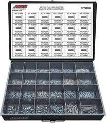 Value Collection - 820 Piece, M3x5.00 to M5x25.00, Steel Machine Screw Assortment - Flat Head, Slotted Drive, 5 to 50mm Long, Grade 2 - Eagle Tool & Supply