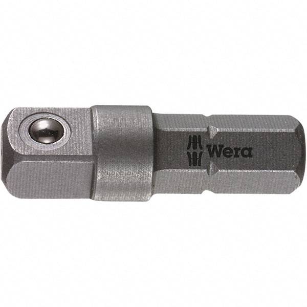 Wera - Socket Adapters & Universal Joints Type: Square-Drive to Hex Bit Adapter Male Size: 1/4 - Eagle Tool & Supply