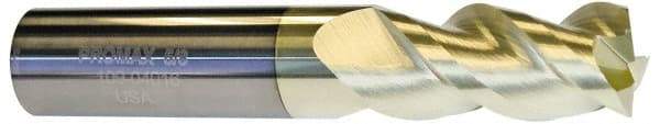 ProMax - 7/32", 3/8" LOC, 1/4" Shank Diam, 2" OAL, 3 Flute, Solid Carbide Square End Mill - Single End, ZrN Finish, Spiral Flute, 40° Helix, Right Hand Cut, Right Hand Flute, Series 109 - Eagle Tool & Supply