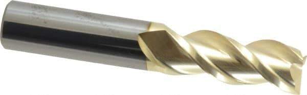 ProMax - 1/2", 1-1/4" LOC, 1/2" Shank Diam, 3" OAL, 3 Flute, Solid Carbide Square End Mill - Single End, ZrN Finish, Spiral Flute, 40° Helix, Right Hand Cut, Right Hand Flute, Series 109 - Eagle Tool & Supply