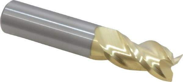 ProMax - 3/8", 5/8" LOC, 3/8" Shank Diam, 2" OAL, 3 Flute, Solid Carbide Square End Mill - Single End, ZrN Finish, Spiral Flute, 40° Helix, Right Hand Cut, Right Hand Flute, Series 109 - Eagle Tool & Supply